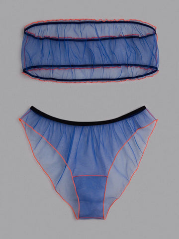NEON BLUE SET BANDEAU AND KNICKERS