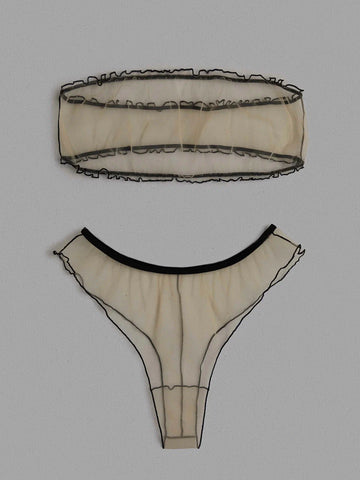 NUDE AND BLACK SET BANDEAU AND STRING