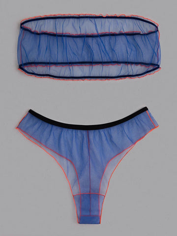 NEON BLUE SET BANDEAU AND STRING