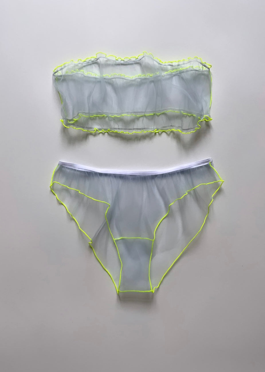 LIGHT BLUE & NEON SET BANDEAU AND KNICKERS