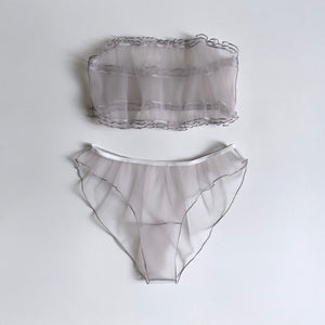 PEARL GREY SET BANDEAU AND KNICKERS