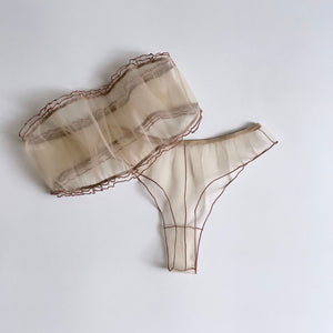 CHAMPAGNE BUBBLES SET BANDEAU AND STRING