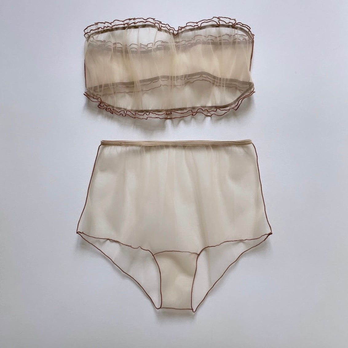 CHAMPAGNE BUBBLES BANDEAU AND HIGH WAIST PANTY
