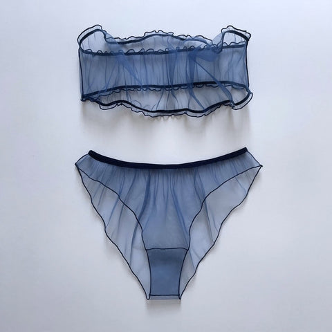 SET BANDEAU AND KNICKERS OCEAN BLUE COLOR