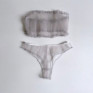 PEARL GREY SET BANDEAU AND STRING