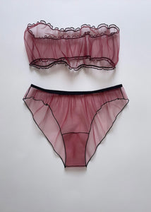 BURGUNDY SET BANDEAU AND KNICKERS