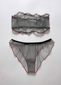 DIOR GREY & RED SET BANDEAU AND KNICKERS